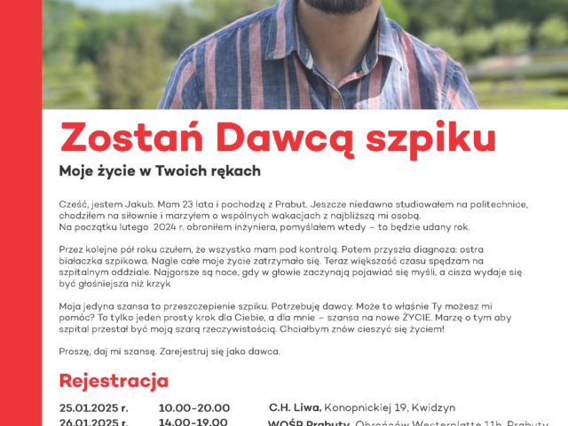 Zostań dawcą szpiku – pomóż Jakubowi